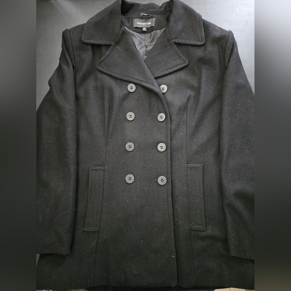 NWOT - Jones New York Wool Blend Black Pea Coat - Size 16 - Picture 5 of 10